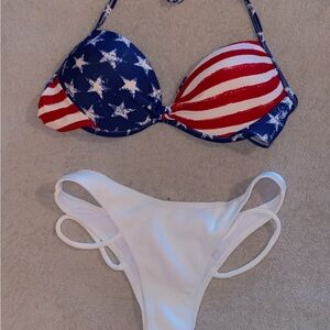 SHEIN Red and White Bikini Set